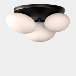 Lampa sufitowa 3 klosze biało-czarna UFO 34x37 cm