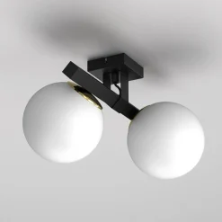 Lampa sufitowa 2 klosze kule czarno-złota IDRIS II