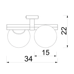 Lampa sufitowa 2 klosze kule czarno-złota IDRIS II