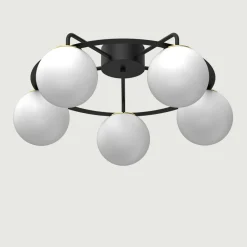 Lampa sufitowa 5 kloszy kule czarno-złota BALLO V