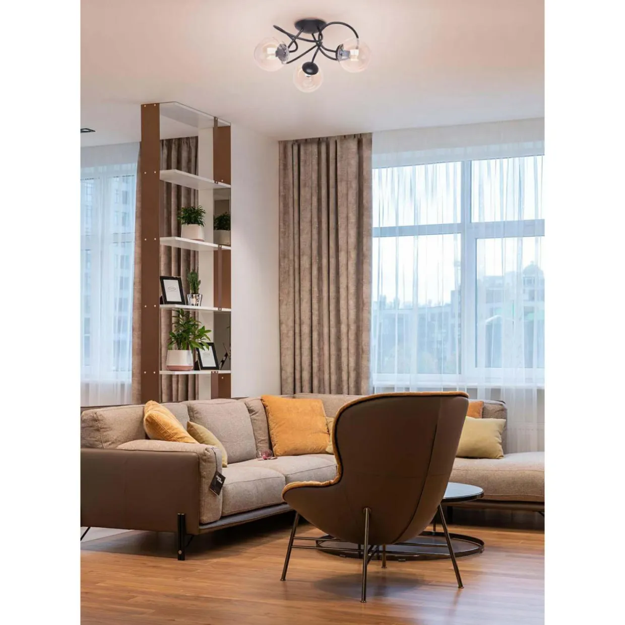 Lampa sufitowa 3 kule czarna FLORO