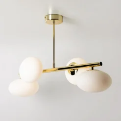 Lampa sufitowa 4 owalne klosze złota MILO 68x30 cm