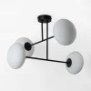 Lampa sufitowa 4 owalne klosze czarna MILO 60x60 cm