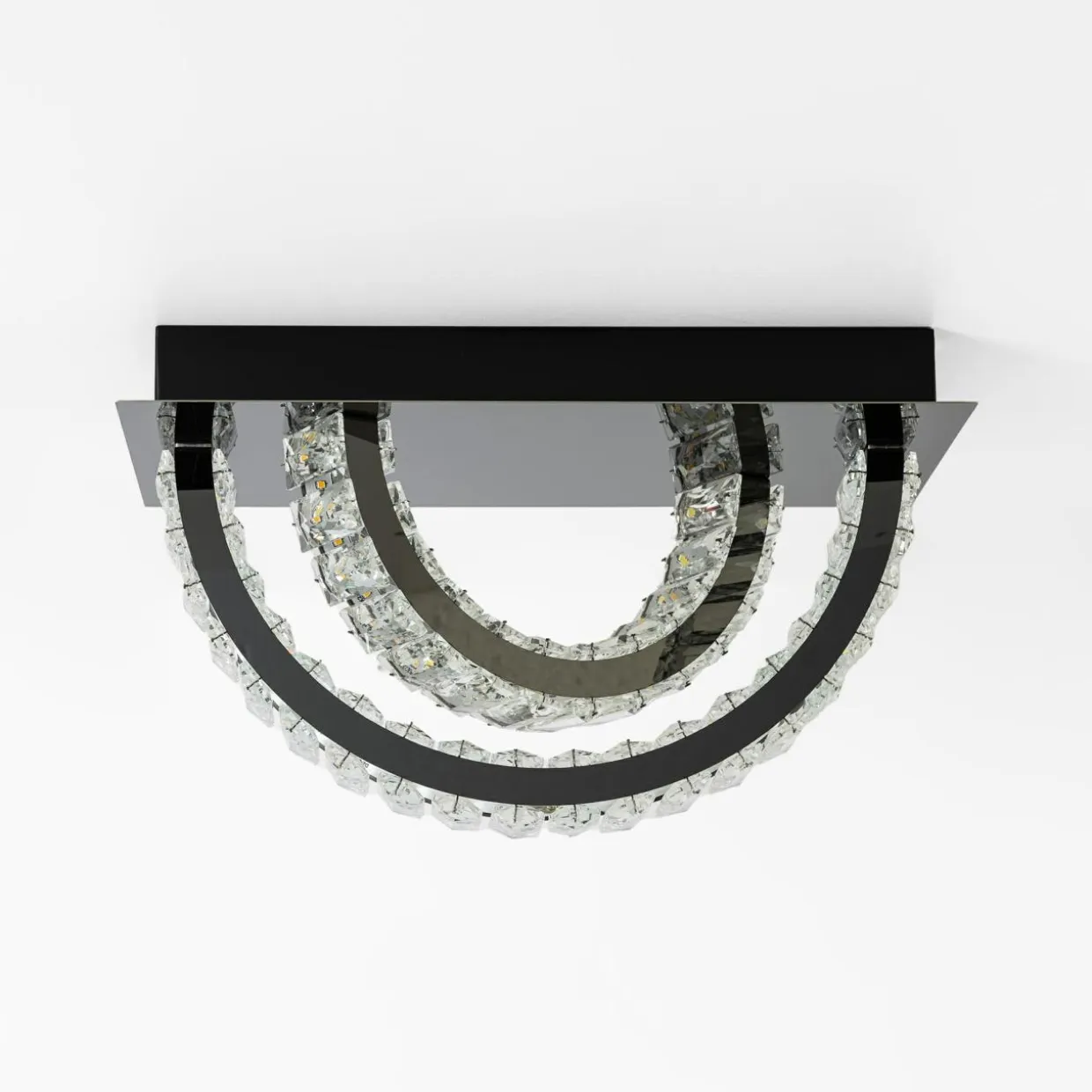 Lampa sufitowa 2 pierścienie czarna TULA na pilota