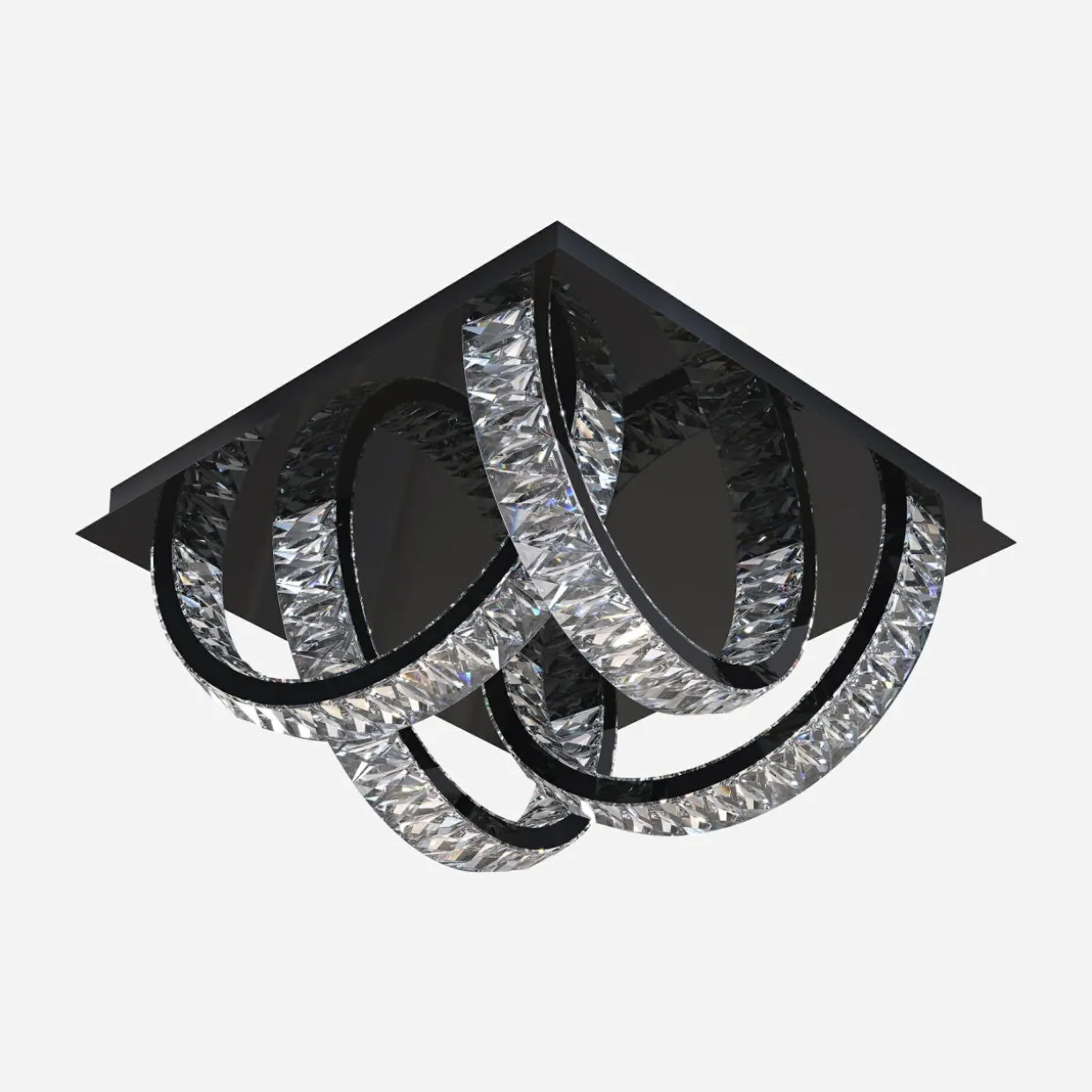 Lampa sufitowa 4 pierścienie czarna TULA na pilota