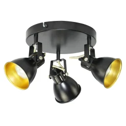 Lampa sufitowa 3 reflektory czarno-złota ORO FALCO