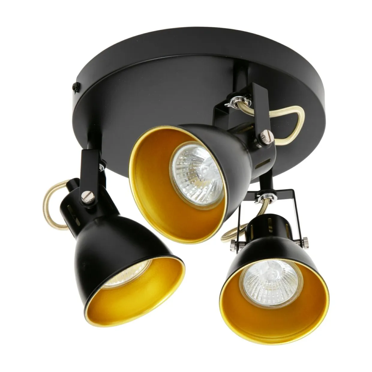 Lampa sufitowa 3 reflektory czarno-złota ORO FALCO