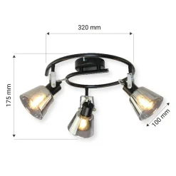 Lampa sufitowa 3 reflektorki czarna ORO TRINGA