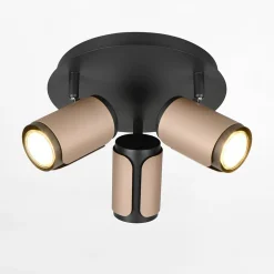 Lampa sufitowa 3 reflektory kawowa czarna GILLAN