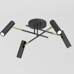 Lampa sufitowa 4 regulowane reflektory czarno-złota AXION