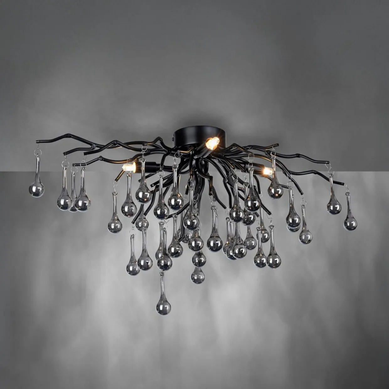 Lampa sufitowa czarna ICICLE fi 60 cm