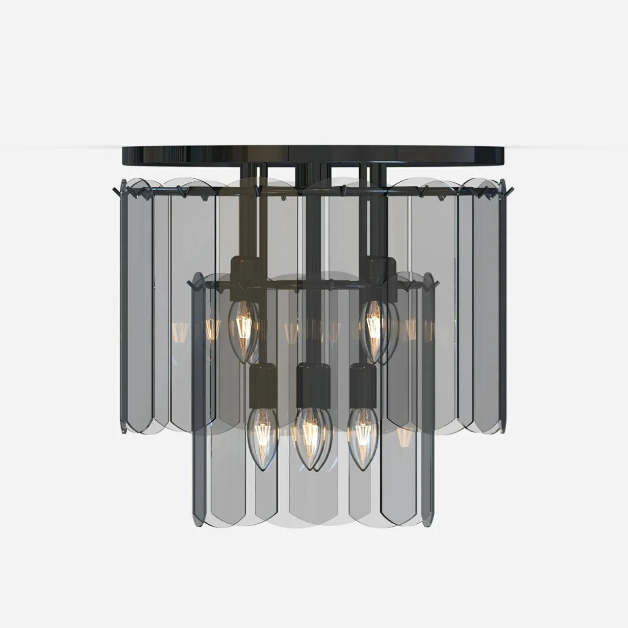 Lampa sufitowa dymione szkło czarna NIRA φ43 cm