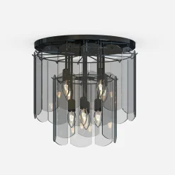 Lampa sufitowa dymione szkło czarna NIRA φ43 cm