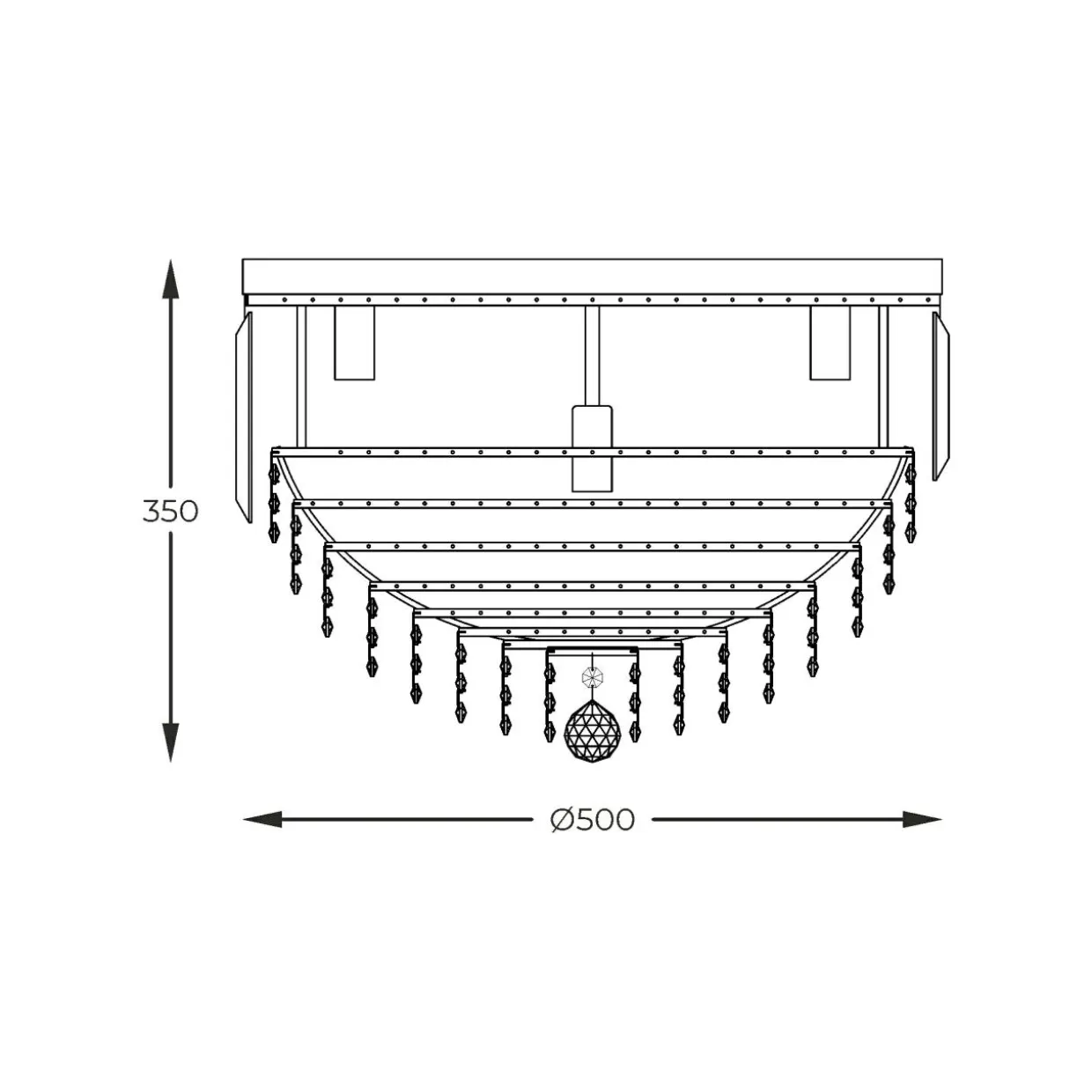 Lampa sufitowa glamour złota CHARLOTTE 50 cm