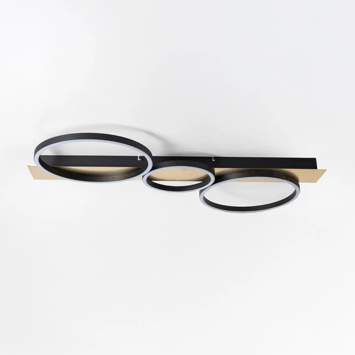 Lampa sufitowa LED 3 pierścienie czarno-złota PRIMO