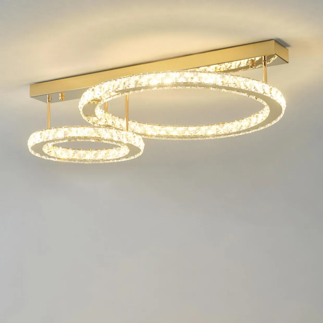 Lampa sufitowa LED 2 pierścienie złota GIRONA