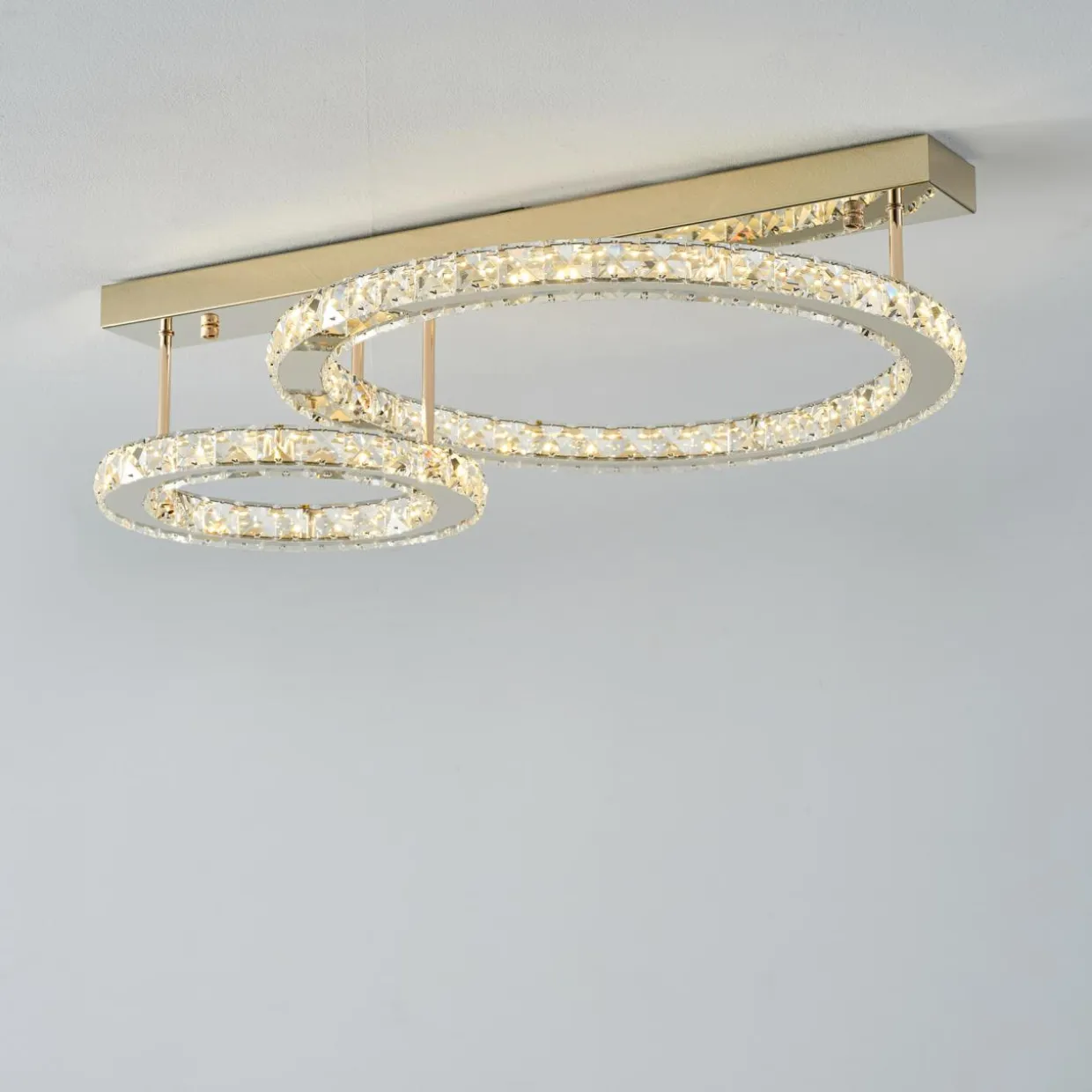 Lampa sufitowa LED 2 pierścienie złota GIRONA