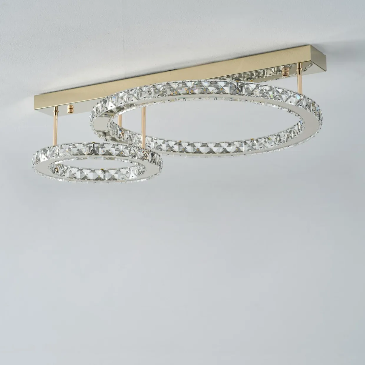 Lampa sufitowa LED 2 pierścienie złota GIRONA