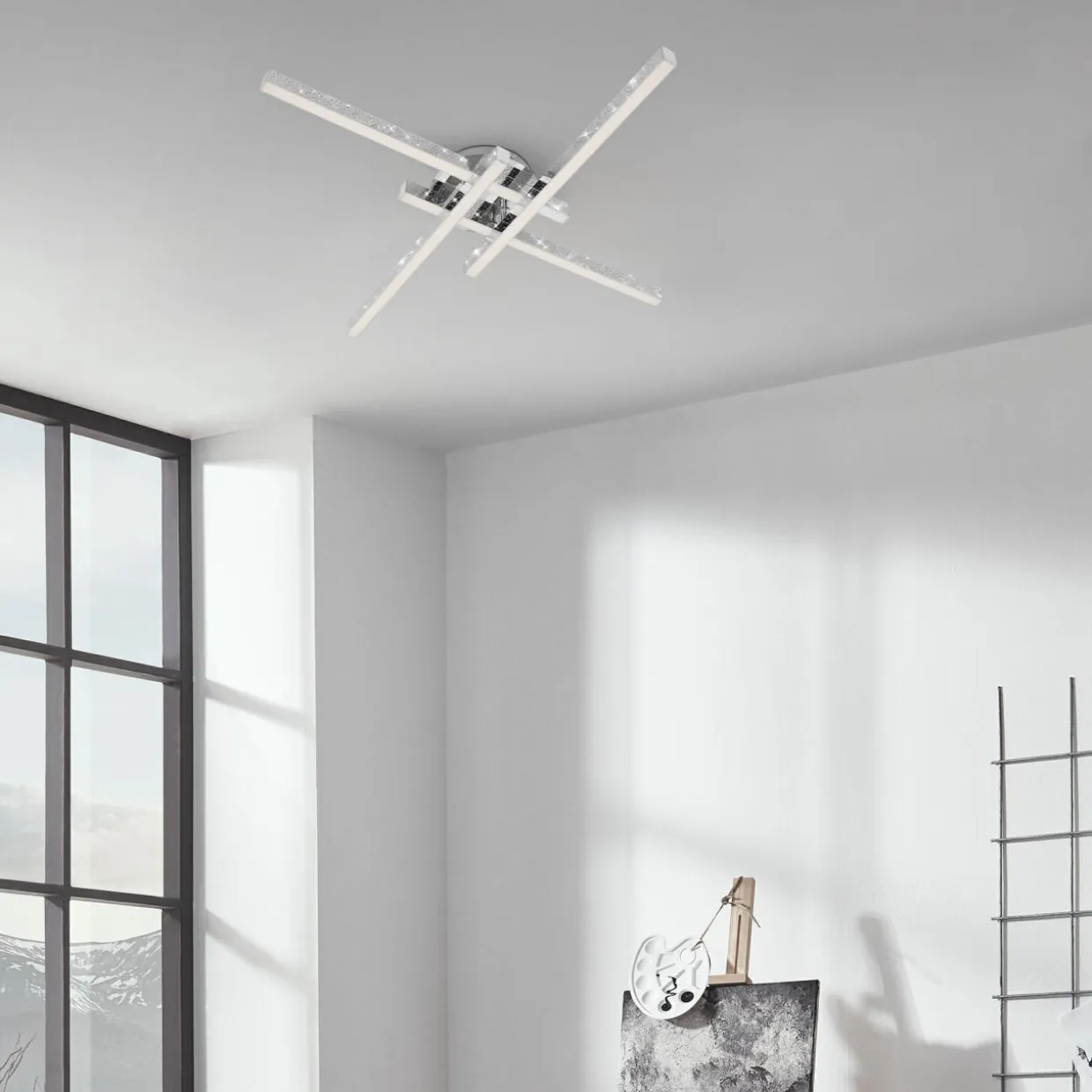 Lampa sufitowa LED brokat chrom REY 60 cm