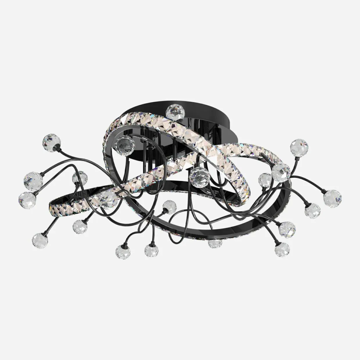 Lampa sufitowa LED czarna chrom MAIA z pilotem