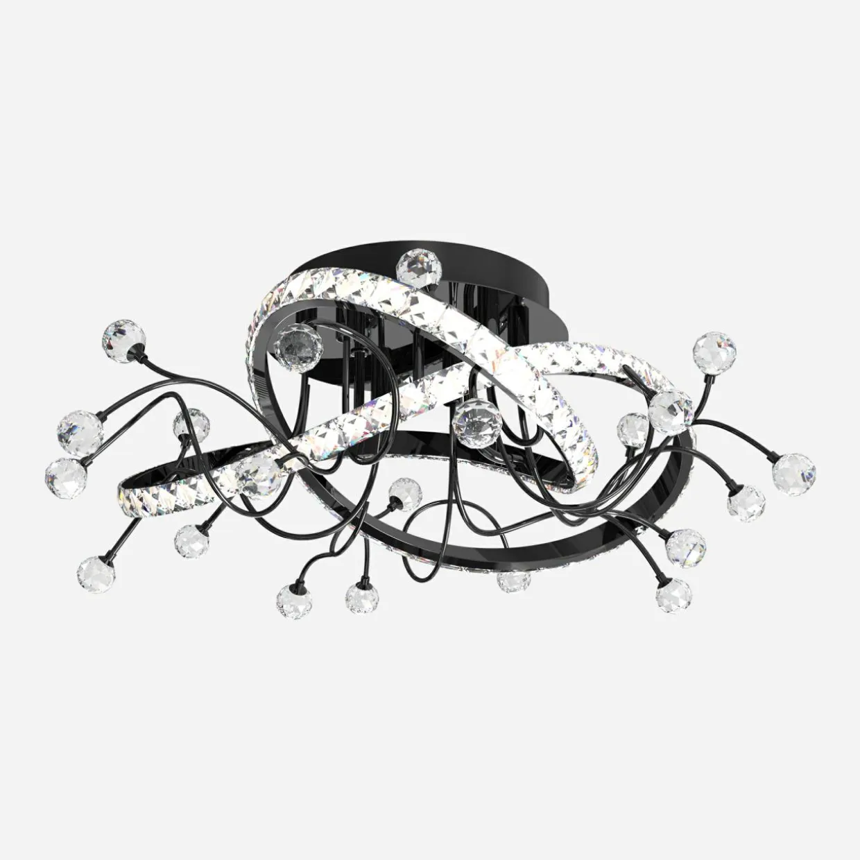 Lampa sufitowa LED czarna chrom MAIA z pilotem