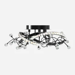 Lampa sufitowa LED czarna chrom MAIA z pilotem