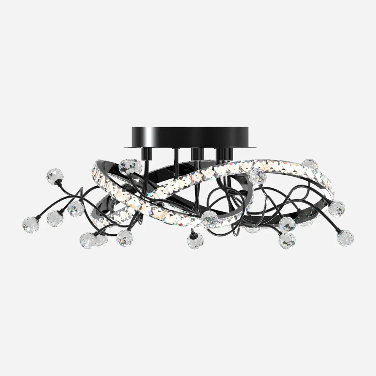 Lampa sufitowa LED czarna chrom MAIA z pilotem