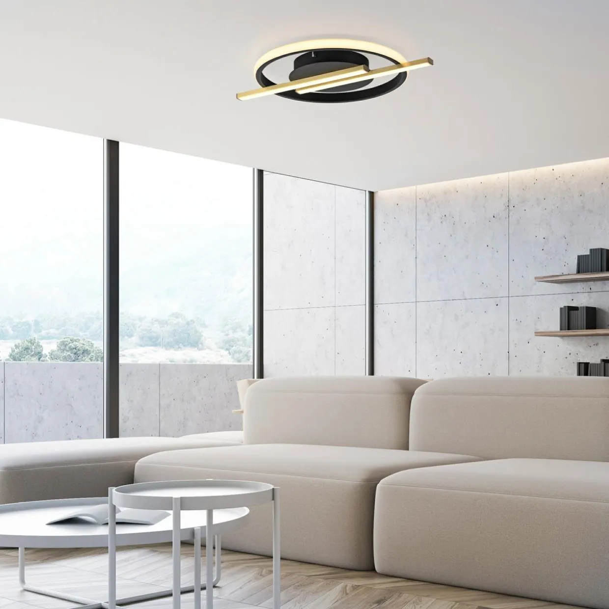 Lampa sufitowa LED czarno-złota KORSA
