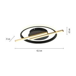 Lampa sufitowa LED czarno-złota KORSA