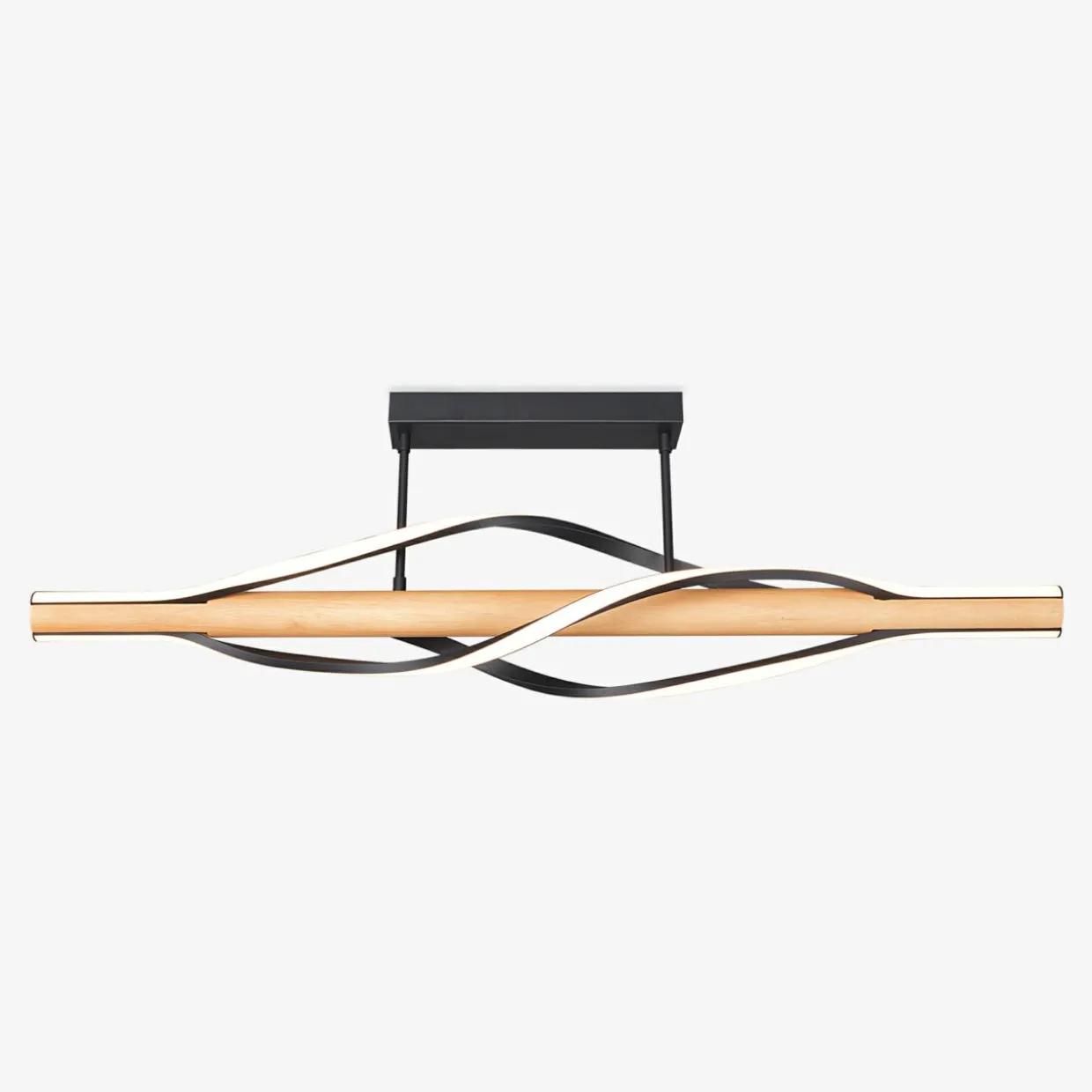Lampa sufitowa LED drewniana czarna BAEZ