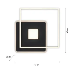 Lampa sufitowa LED z ramką kwadratowa czarna DOMINO
