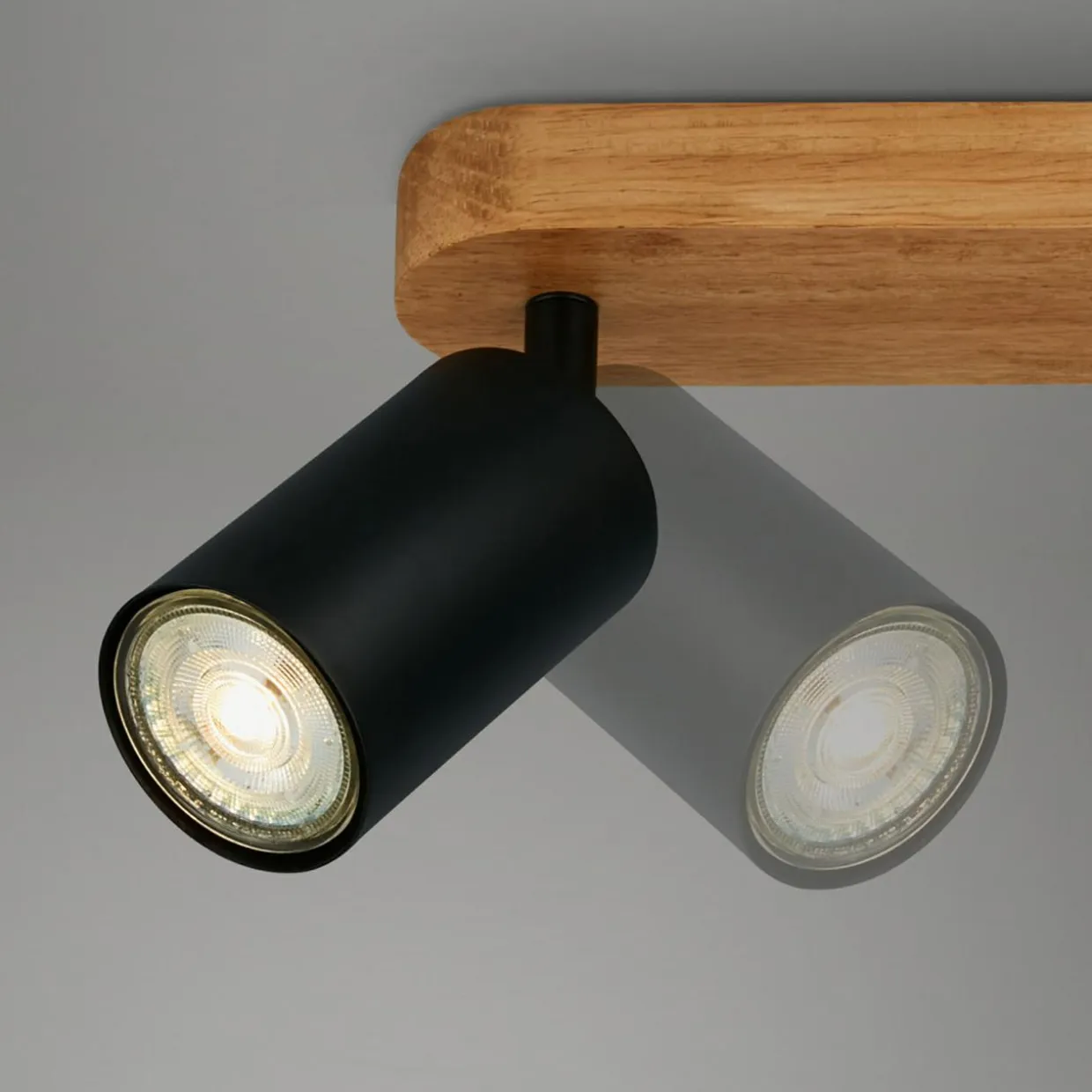 Lampa sufitowa listwa drewniana podstawa czarna VINTAGE IV