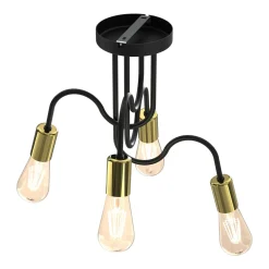 Lampa sufitowa loftowa czarno-złota DOW IV