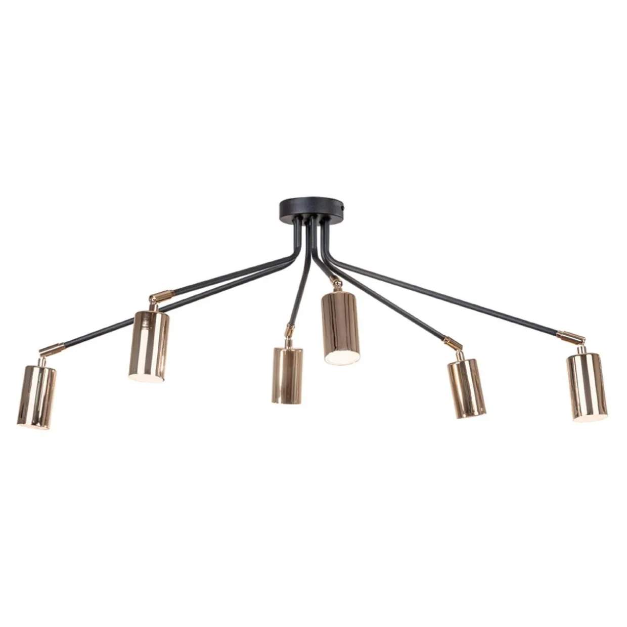 Lampa sufitowa loftowa 6-punktowa czarno-złota ORBIT