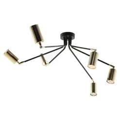 Lampa sufitowa loftowa 6-punktowa czarno-złota ORBIT