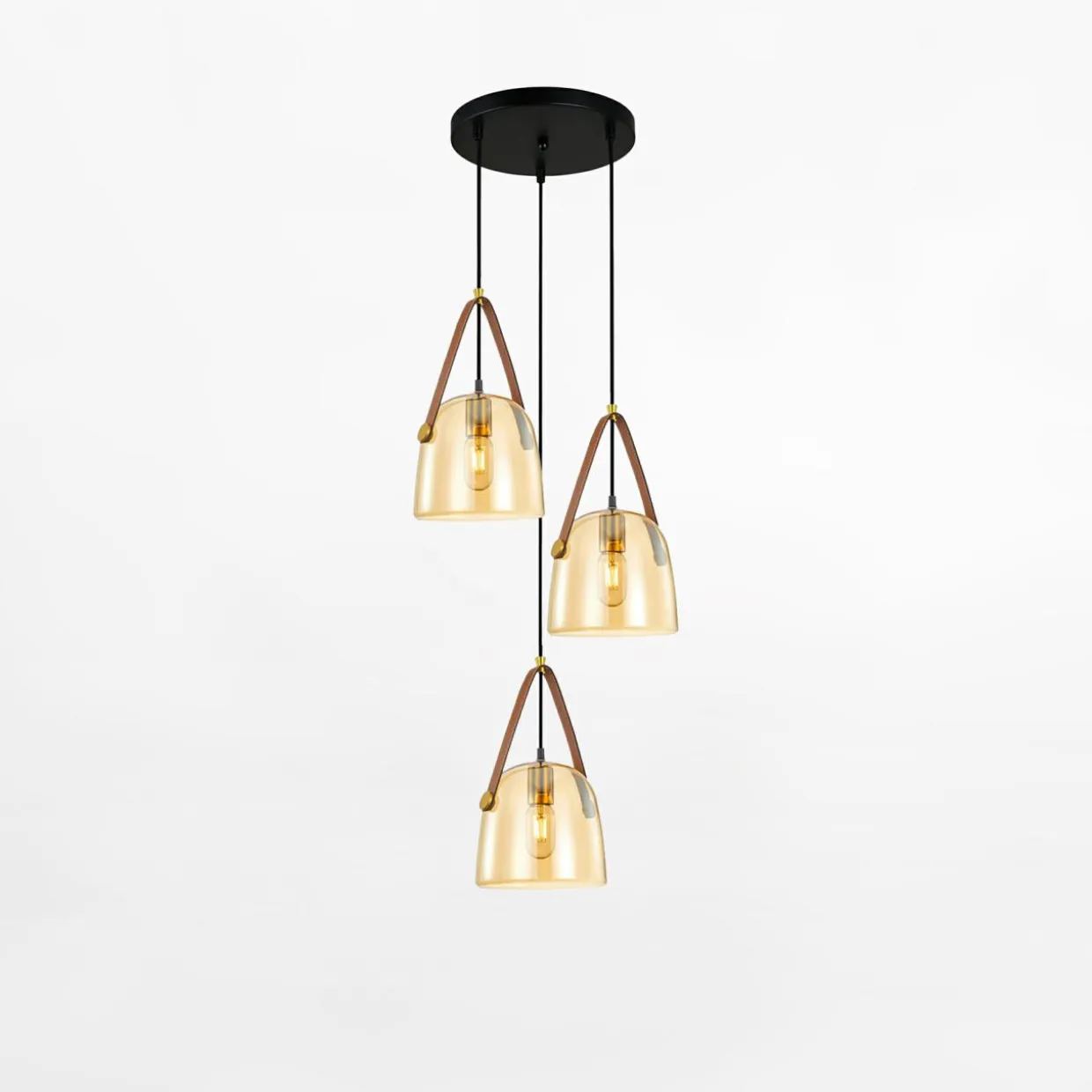 Lampa wisząca 3 klosze bursztynowa SOLTA
