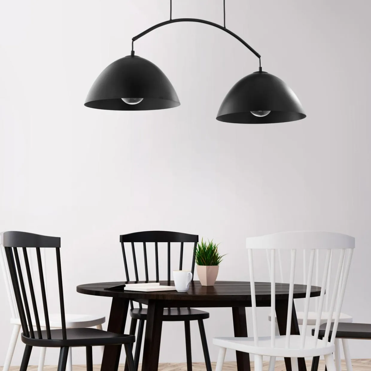 Lampa wisząca 2 klosze czarna FARO
