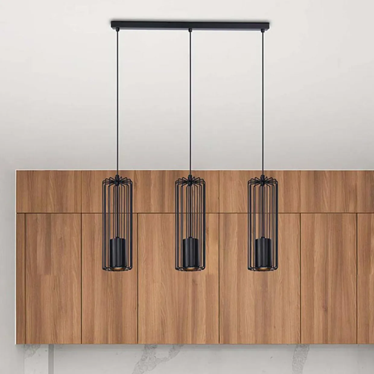 Lampa wisząca 3 klosze listwa czarna FALCON