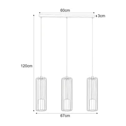 Lampa wisząca 3 klosze listwa czarna FALCON