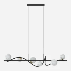 Lampa wisząca 6 kloszy kule czarno-złota NISYRO
