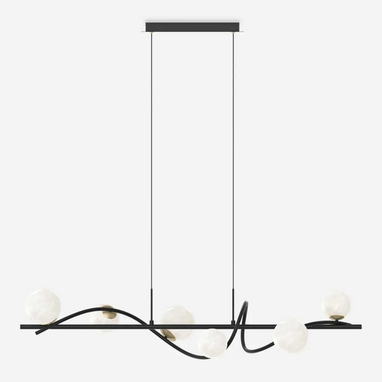 Lampa wisząca 6 kloszy kule czarno-złota NISYRO