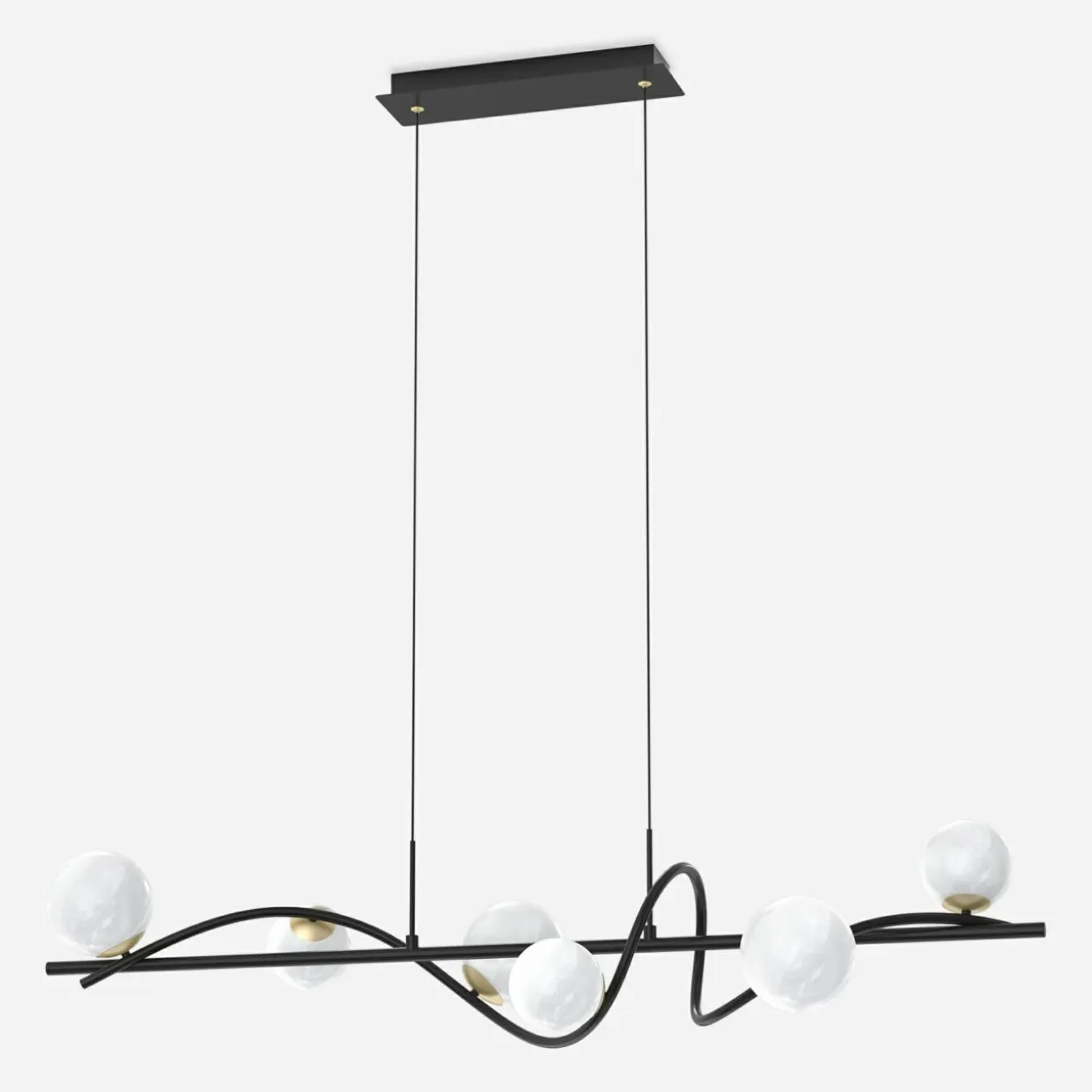 Lampa wisząca 6 kloszy kule czarno-złota NISYRO