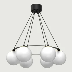 Lampa wisząca 6 kloszy kule czarno-złota BALLO VI