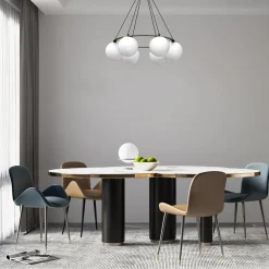 Lampa wisząca 6 kloszy kule czarno-złota BALLO VI