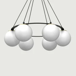 Lampa wisząca 6 kloszy kule czarno-złota BALLO VI