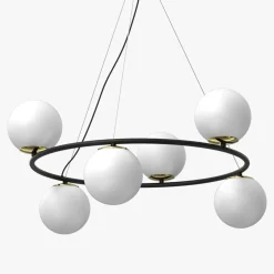 Lampa wisząca 6 kloszy kule czarno-złota BOLTI VI