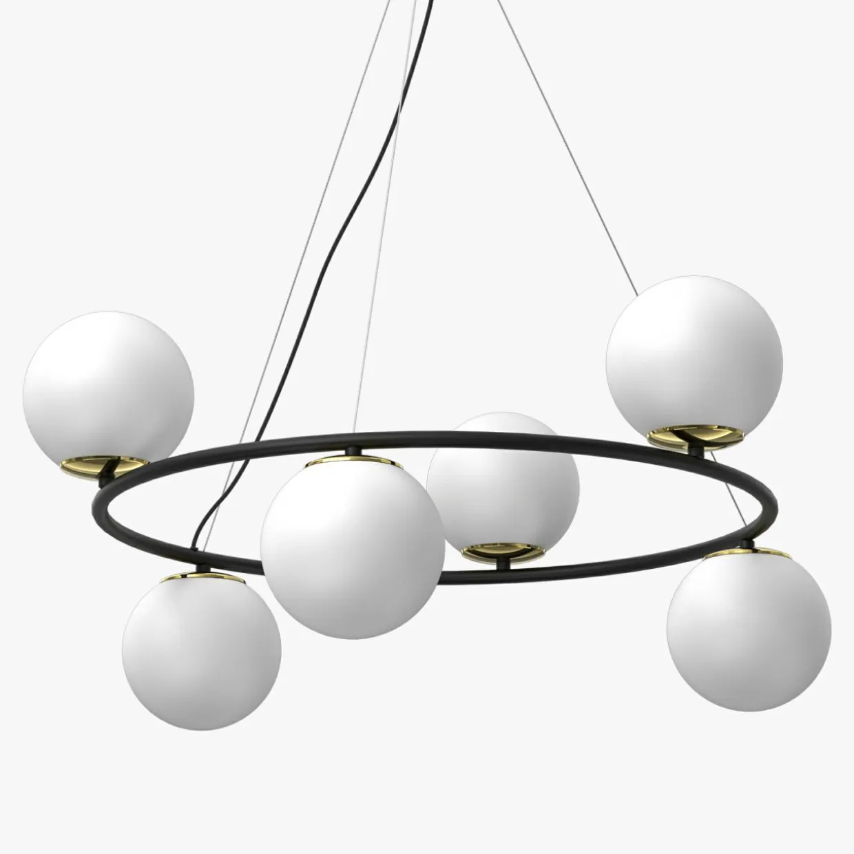 Lampa wisząca 6 kloszy kule czarno-złota BOLTI VI