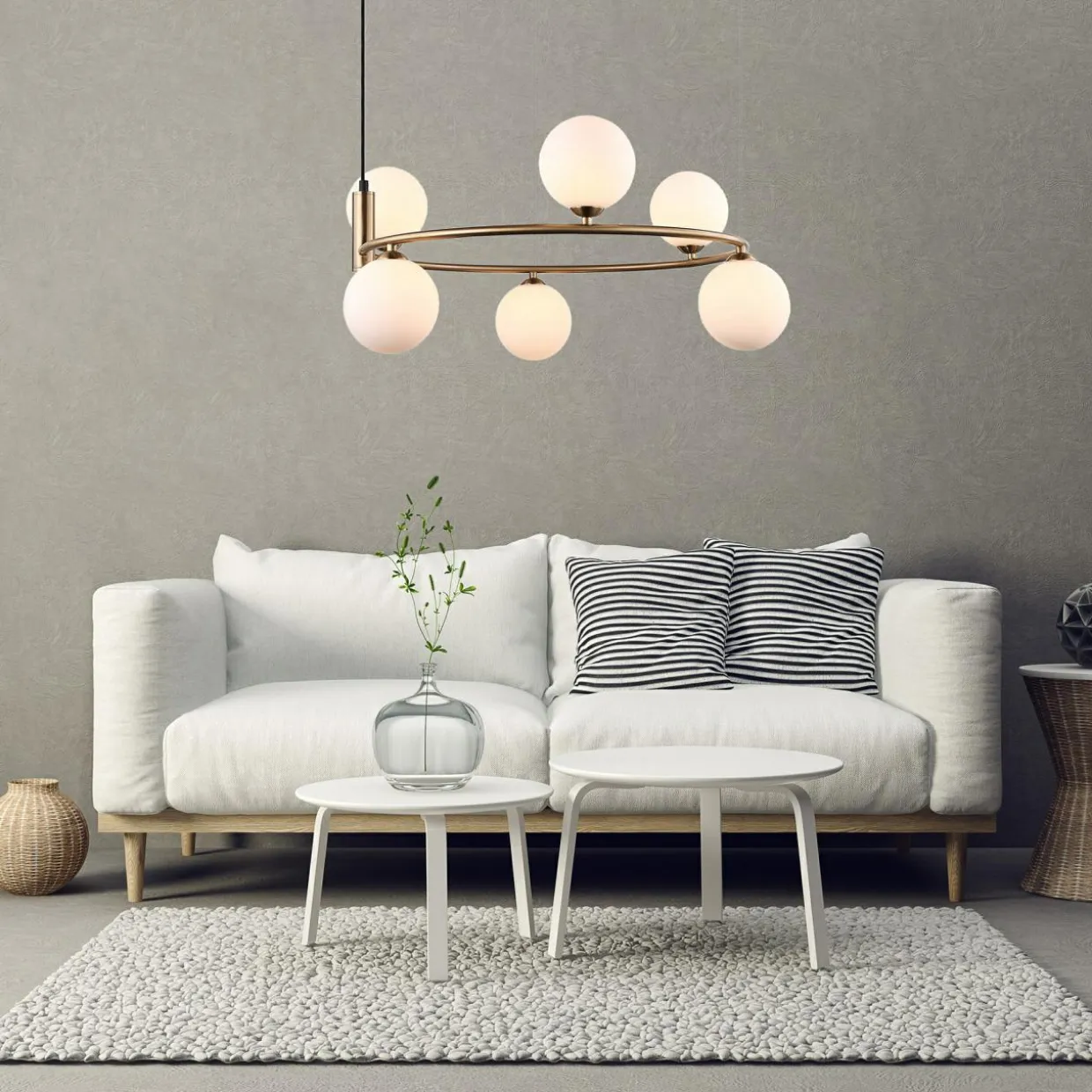 Lampa wisząca 6 kul złota AMILY