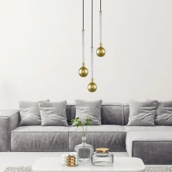 Lampa wisząca 3 kule złota MIDA