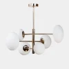 Lampa wisząca 6 owalnych kloszy biało-złota UFO 50x55 cm